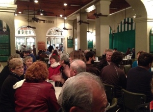 Pipeline safety advocates enjoying beignets and coffee in New Orleans during the Pipeline Safety Trust conference.